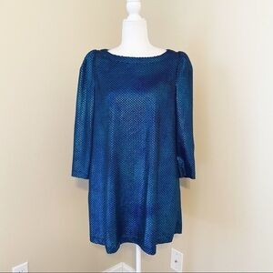 Free People Diamonds are Forever Blue Metallic Trapeze Dress - S